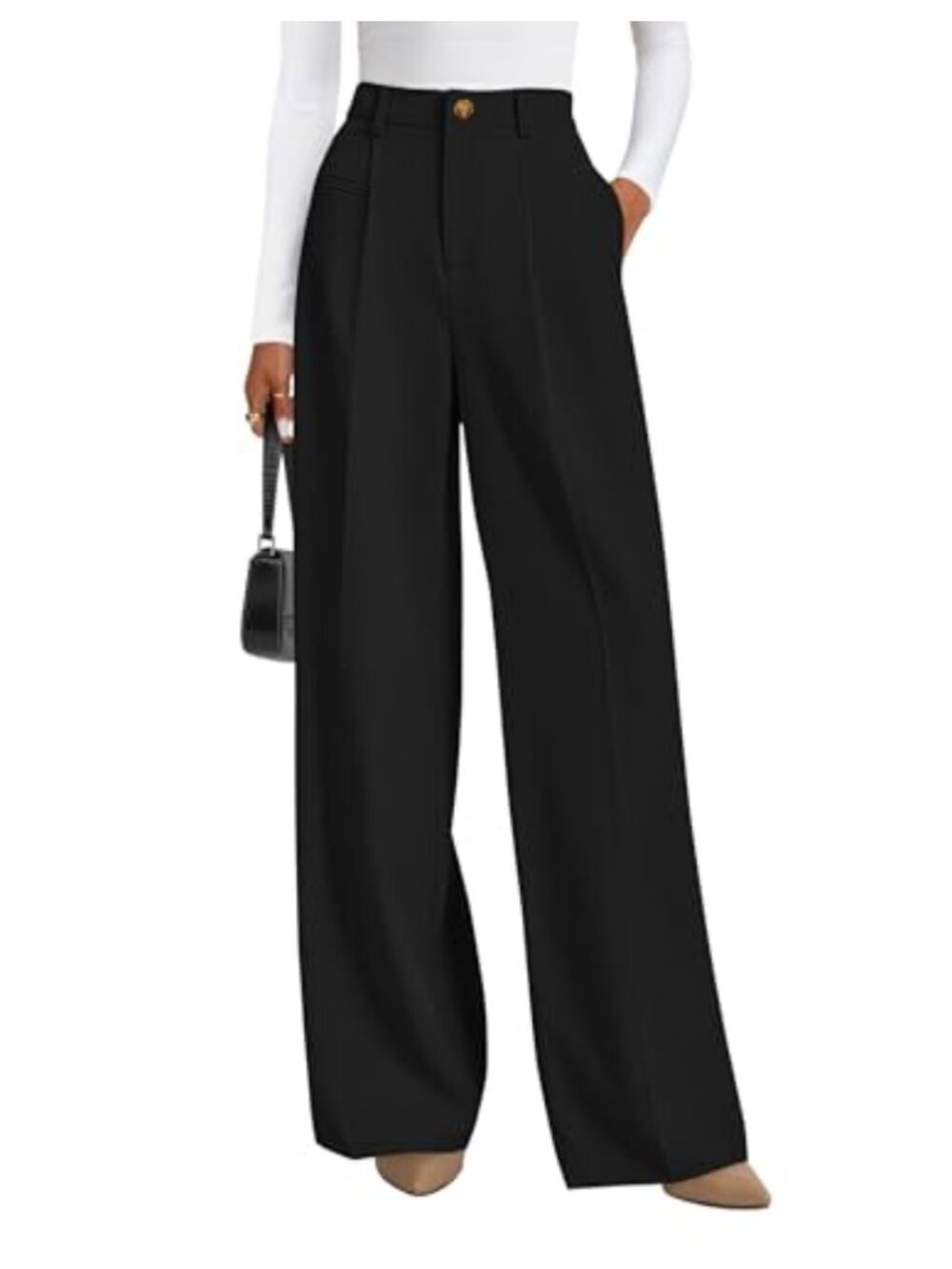Wide Leg High Waisted Work Dress Pants Palazzo Trousers